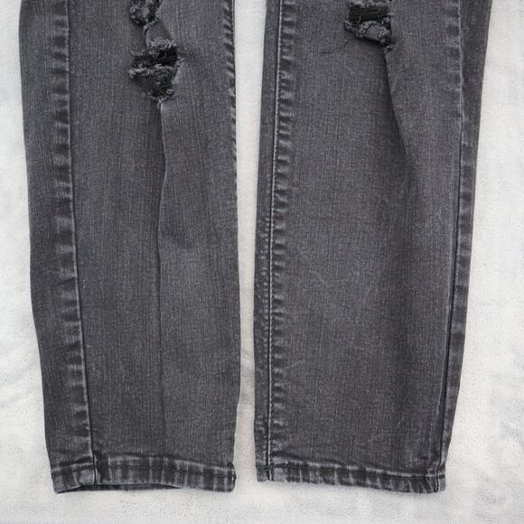 Wax Jeans Pants Womens 16 Black Distresssed High Rise Straight Cut Bottoms - Picture 12 of 16